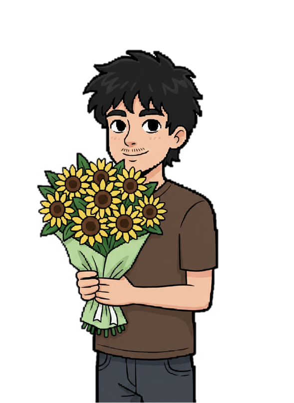 Persona entregando flores